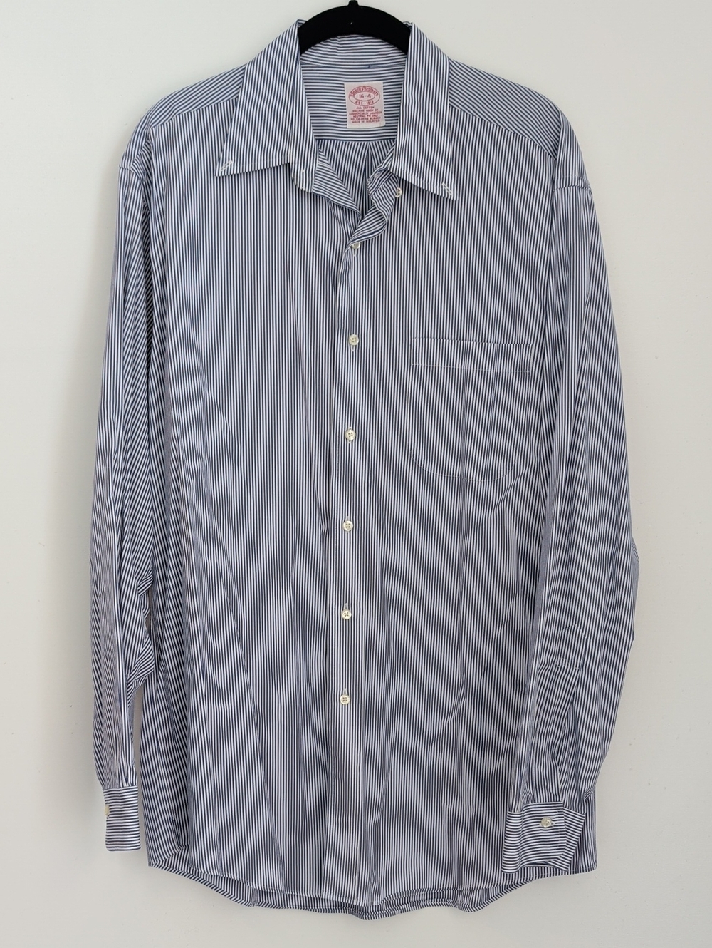 Brooks Brothers 16-4 Blue Pin Stripped Long Sleeve Collared Shirt